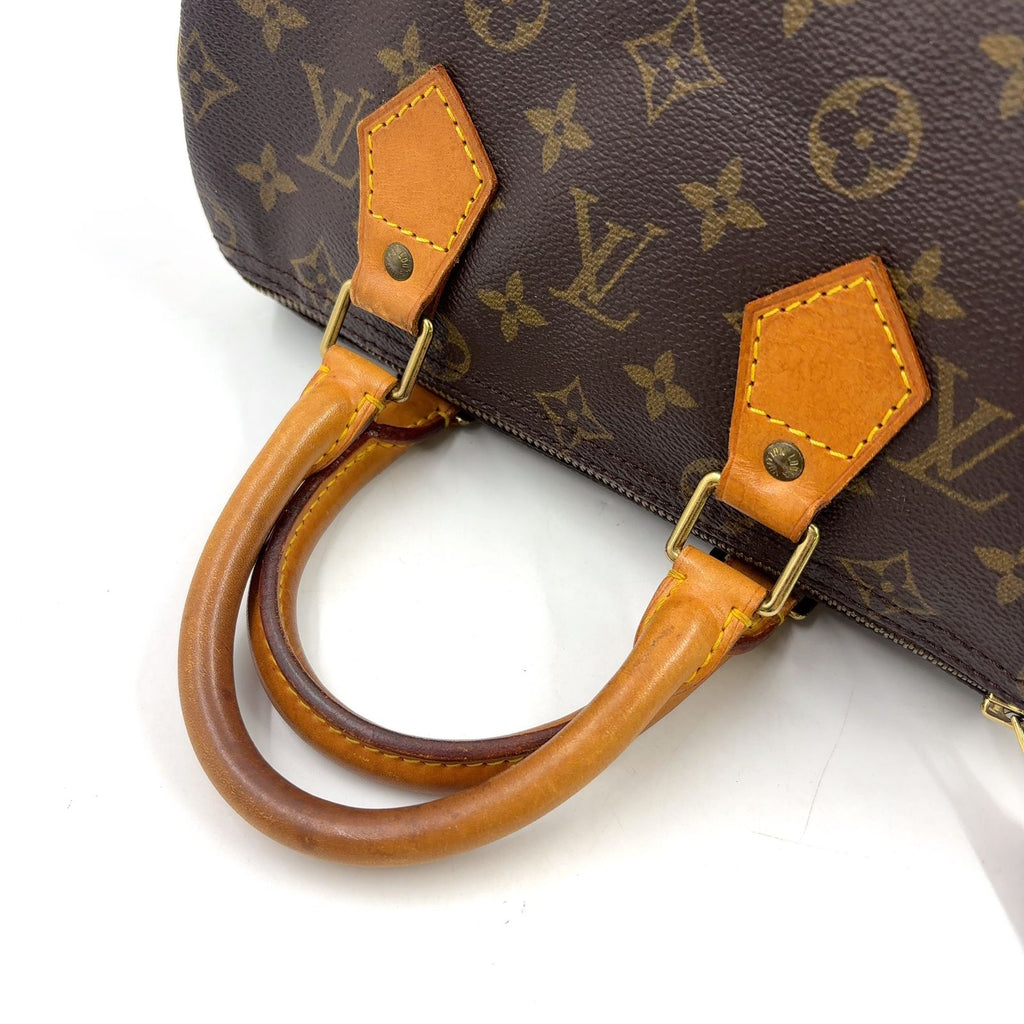 Louis Vuitton Speedy 25 Vintage Monogram Leather Brown Handbag Gold — view 5