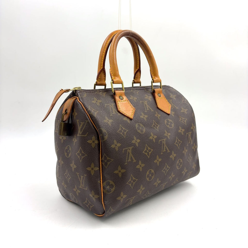 Louis Vuitton Speedy 25 Vintage Monogram Leather Brown Handbag Gold — view 2