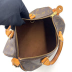 Louis Vuitton Speedy 25 Vintage Monogram Leather Brown Handbag Gold — view 3