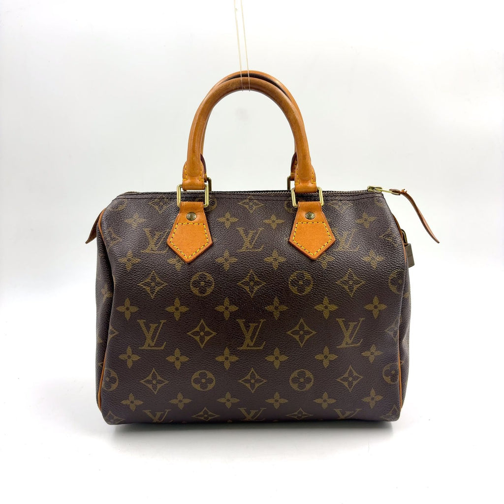 Louis Vuitton Speedy 25 Vintage Monogram Leather Brown Handbag Gold
