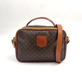 Celine Macadam Pattern Leather Brown Shoulder Bag Gold