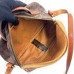 Celine Macadam Pattern Leather Brown Shoulder Bag Gold — view 3