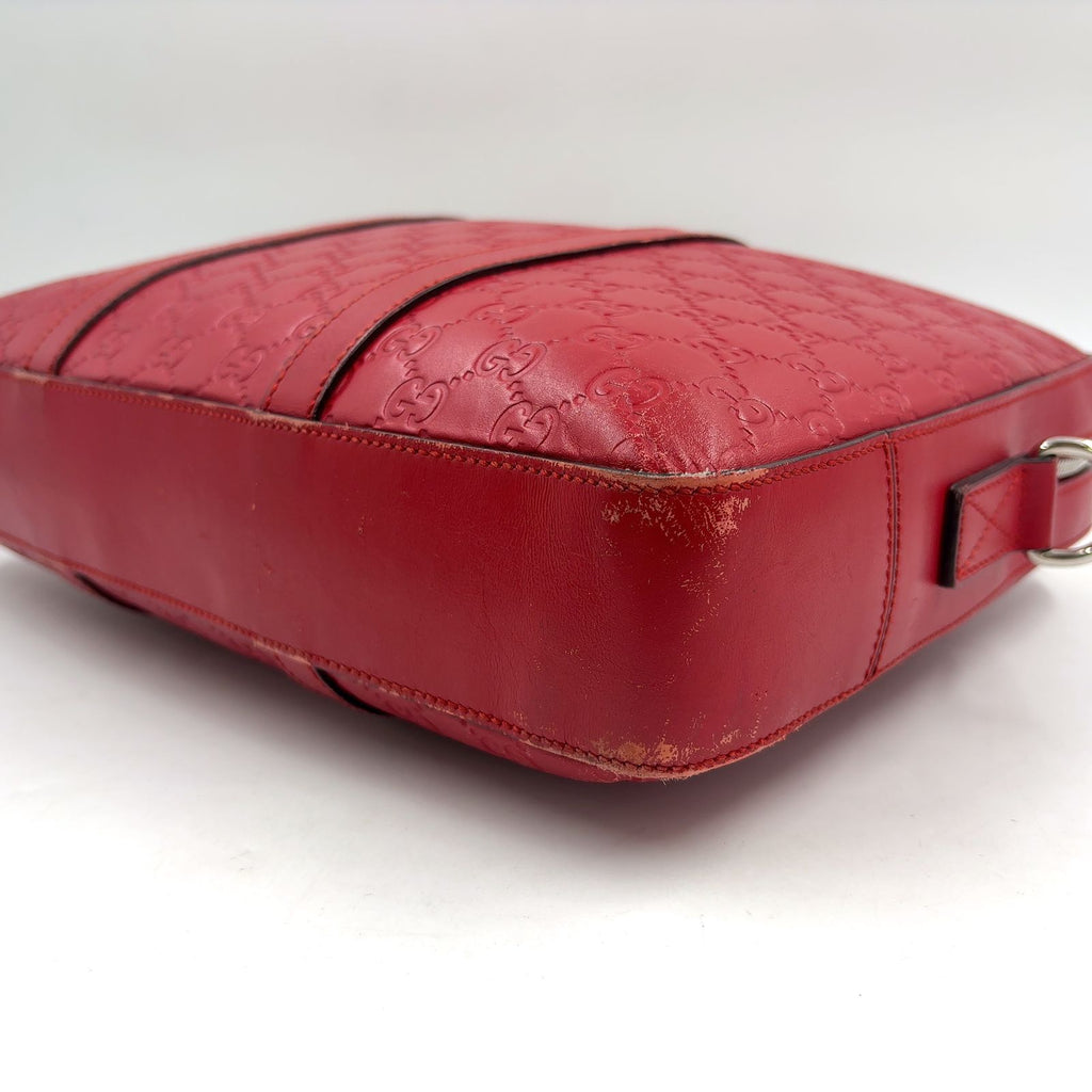 Gucci Guccissima Leather Red Business Bag Silver — view 8