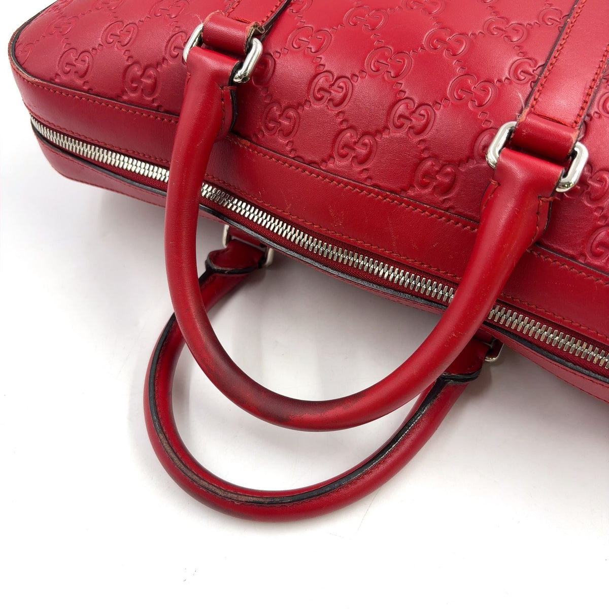 Gucci Guccissima Leather Red Business Bag Silver — view 5