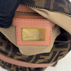 Fendi Zucca Pattern Leather Canvas Pink Beige Brown Bag Gold — view 4