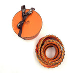Hermes Yellow Golden Knight Pleated Carre 90 Silk Orange Scarf — view 7