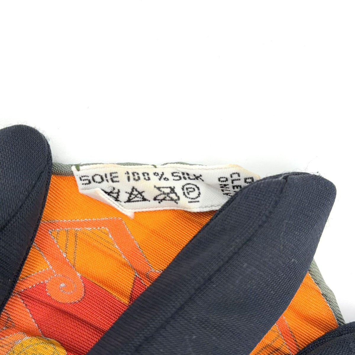 Hermes Yellow Golden Knight Pleated Carre 90 Silk Orange Scarf — view 2