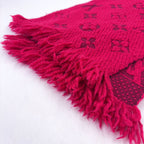 Louis Vuitton Logomania Scarf Ruby Silk Wool Pink Red — view 6