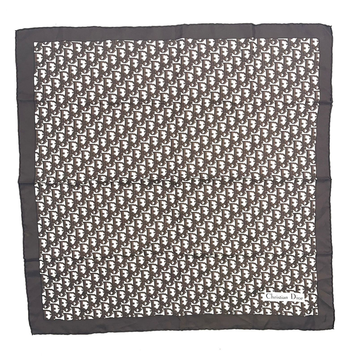 Dior Trotter Pattern Silk Brown Scarf
