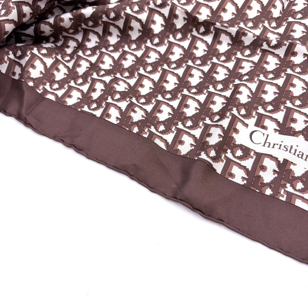 Dior Trotter Pattern Silk Brown Scarf — view 3