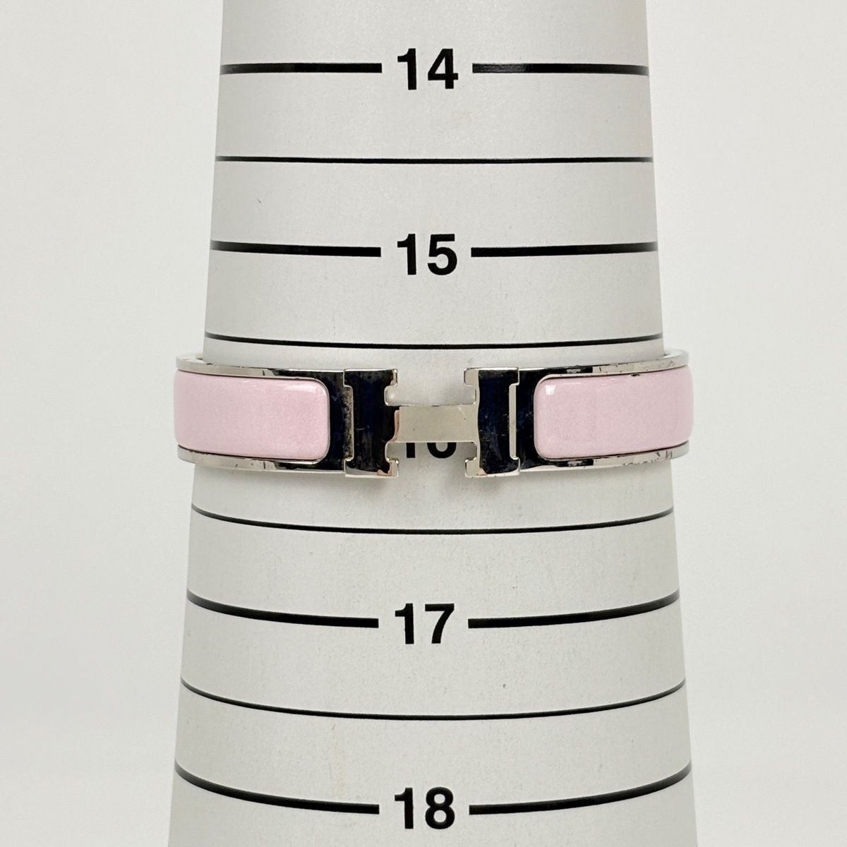 Hermes Clic H Bangle Enamel Bracelet Clac Metal Silver Pink — view 6