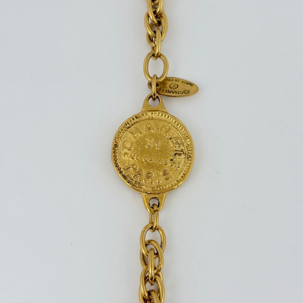 Chanel Necklace Medal Coin Chain Gold Plated — view 2