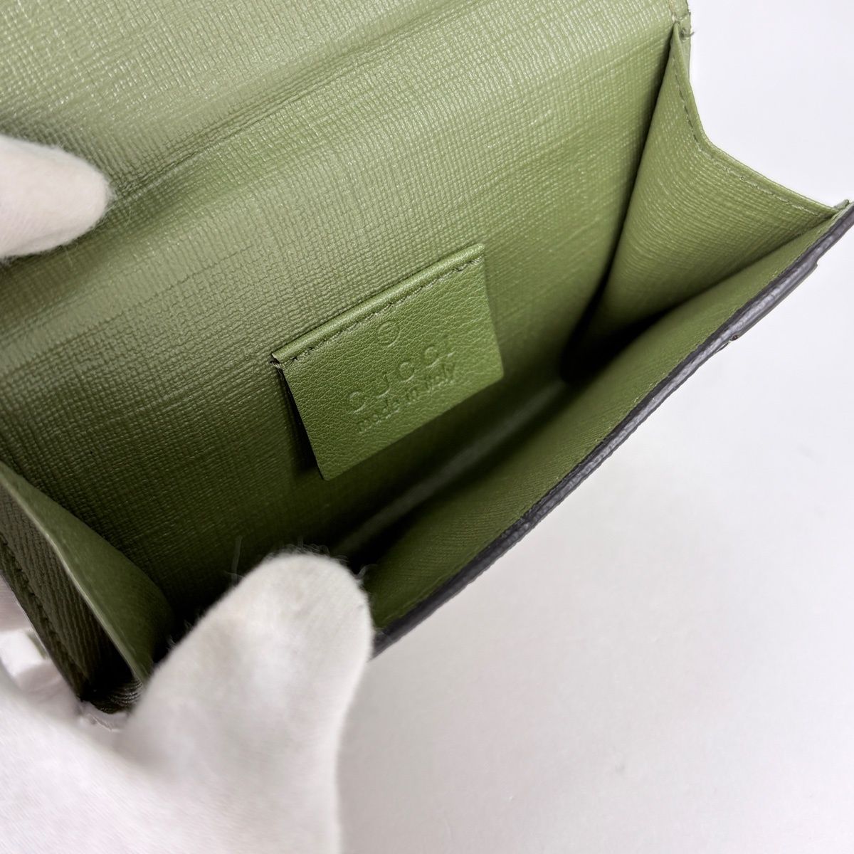 Gucci Bifold Wallet GG Pattern Snap Beige Green — view 6