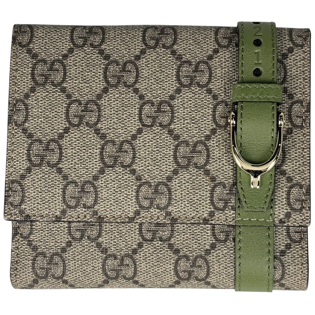 Gucci Bifold Wallet GG Pattern Snap Beige Green
