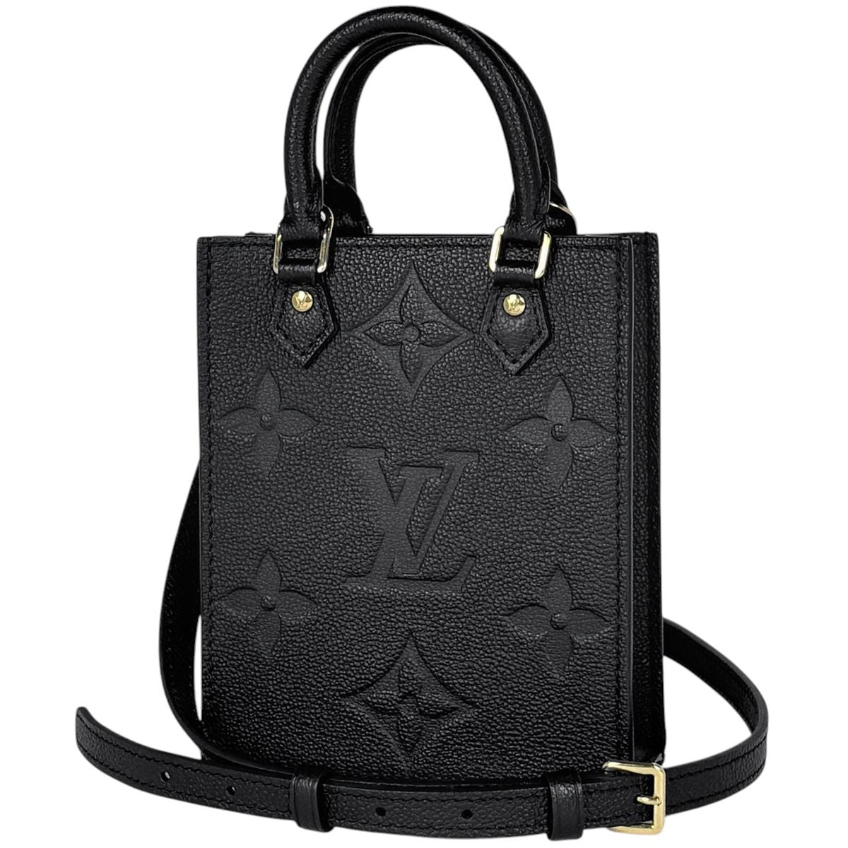 Louis Vuitton Petite Sac Plat Handbag 2-Way Pochette Monogram Empreinte Noir