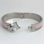 Hermes Clic Clac PM Bangle H Logo Metal Silver Pink Bracelet — view 2