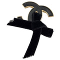 Chanel Brooch CC Logo Ribbon Fabric Black