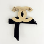 Chanel Brooch CC Logo Ribbon Fabric Black — view 2