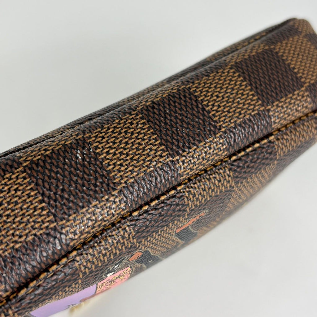 Louis Vuitton Mini Pochette Soir Pouch Illustre Damier Brown — view 4
