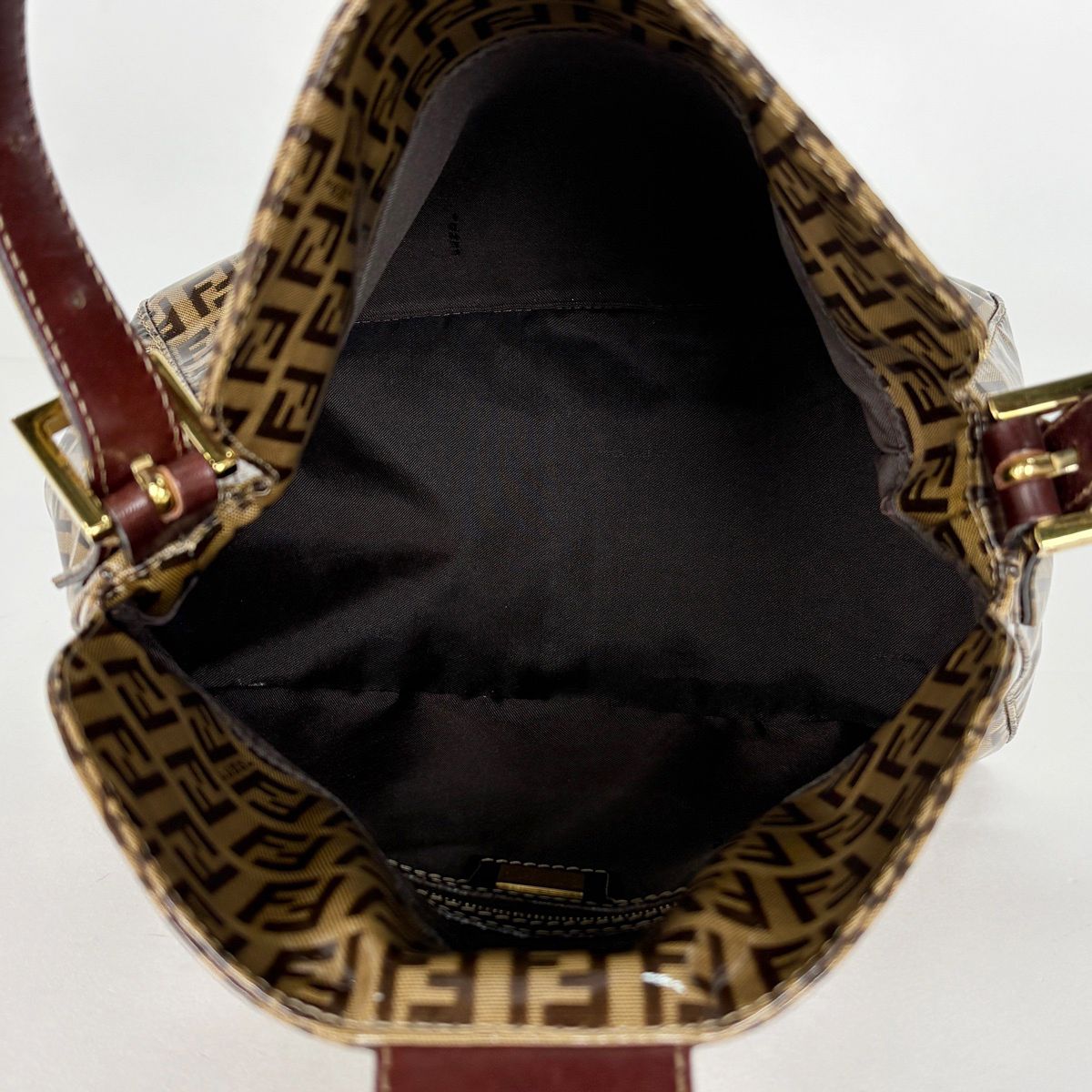 Fendi Shoulder Bag Zucchino Pattern Beige Brown — view 8