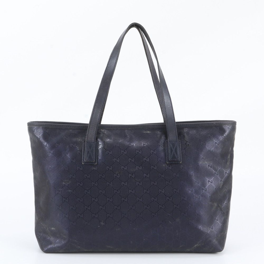 Gucci GG Supreme Leather Tote Bag Shoulder Hand Navy — view 3