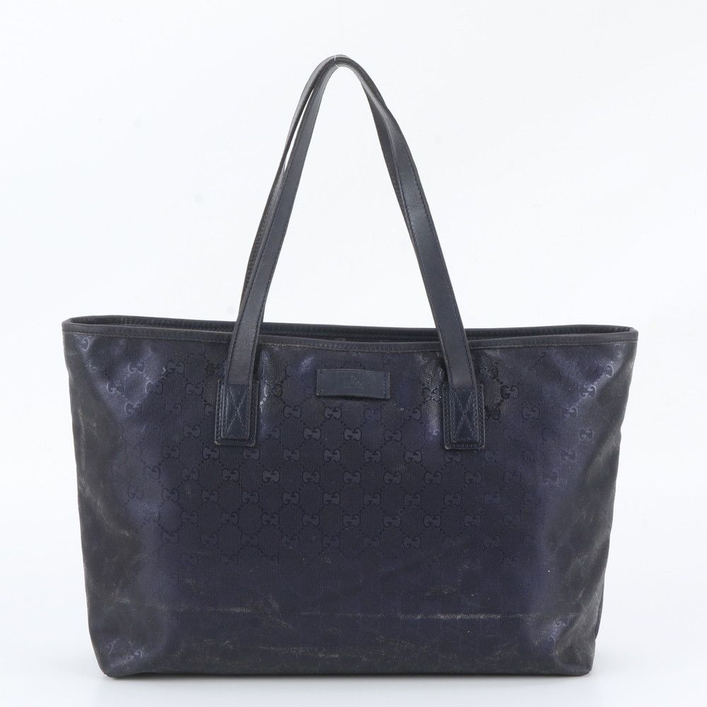 Gucci GG Supreme Leather Tote Bag Shoulder Hand Navy