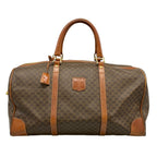 Celine Boston Bag Macadam Pattern Dark Brown No Lock Leather
