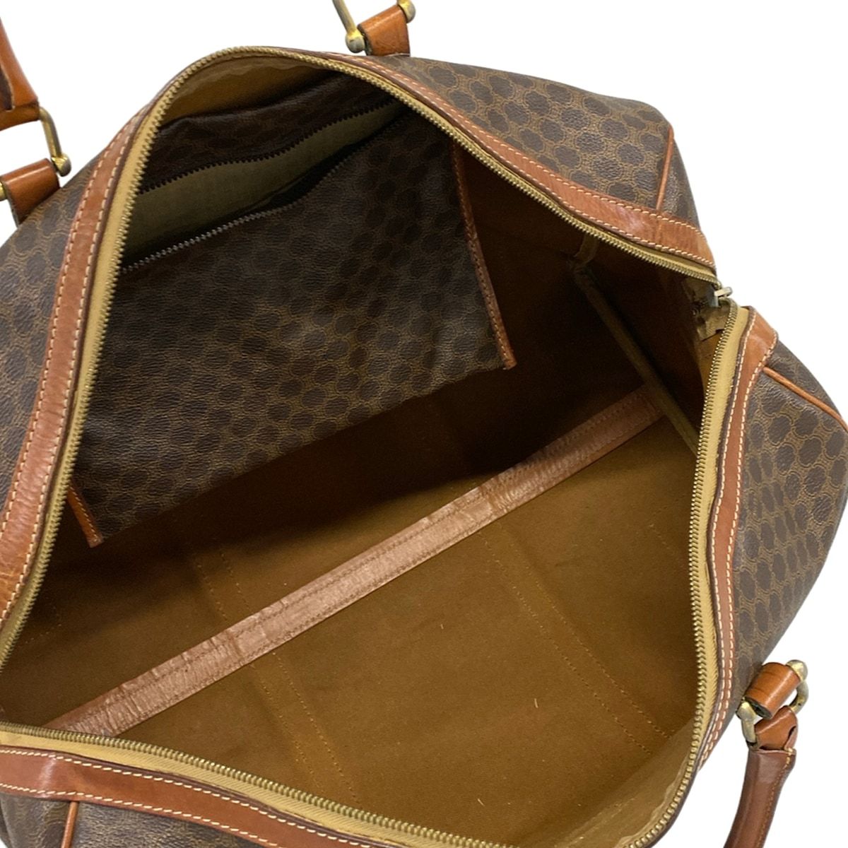 Celine Boston Bag Macadam Pattern Dark Brown No Lock Leather — view 7