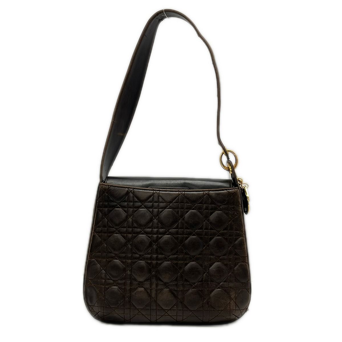 Dior Shoulder Bag Cannage Stitch Dark Brown Leather