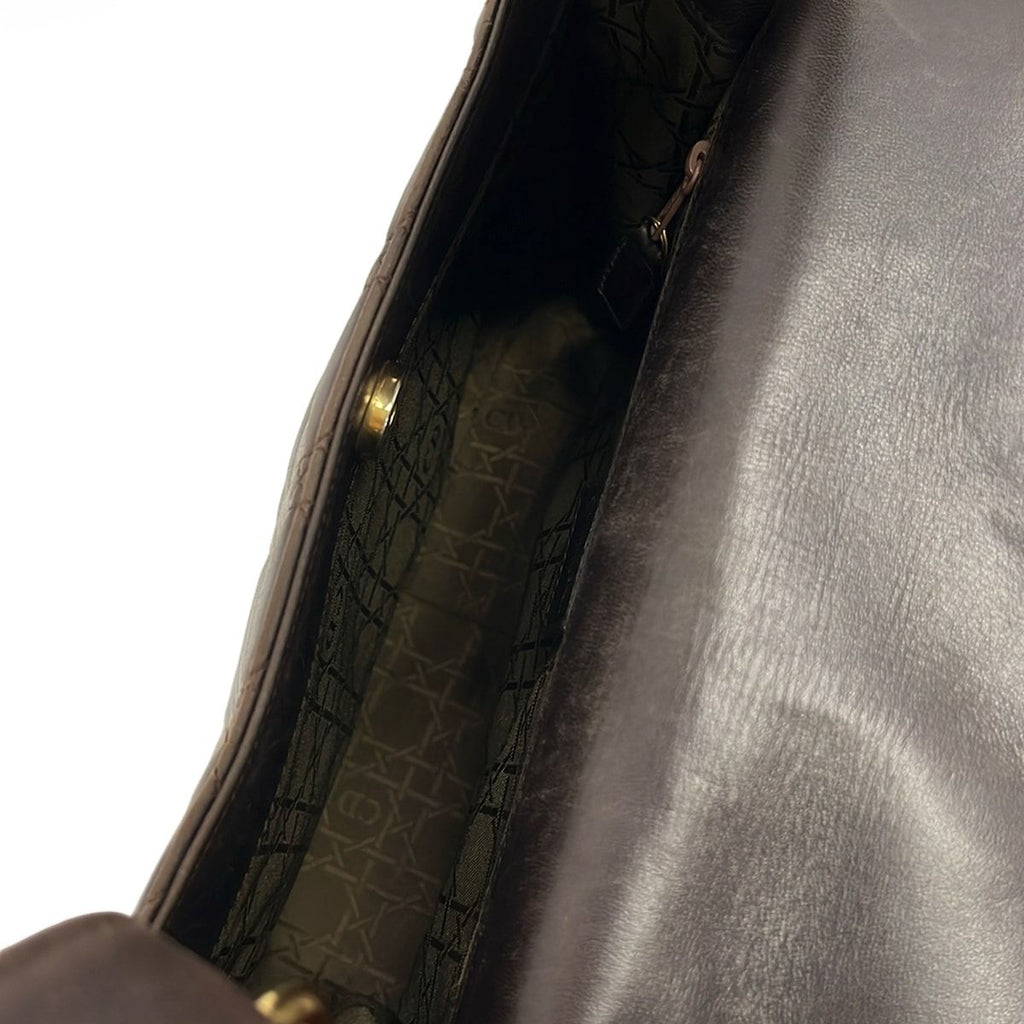 Dior Shoulder Bag Cannage Stitch Dark Brown Leather — view 7