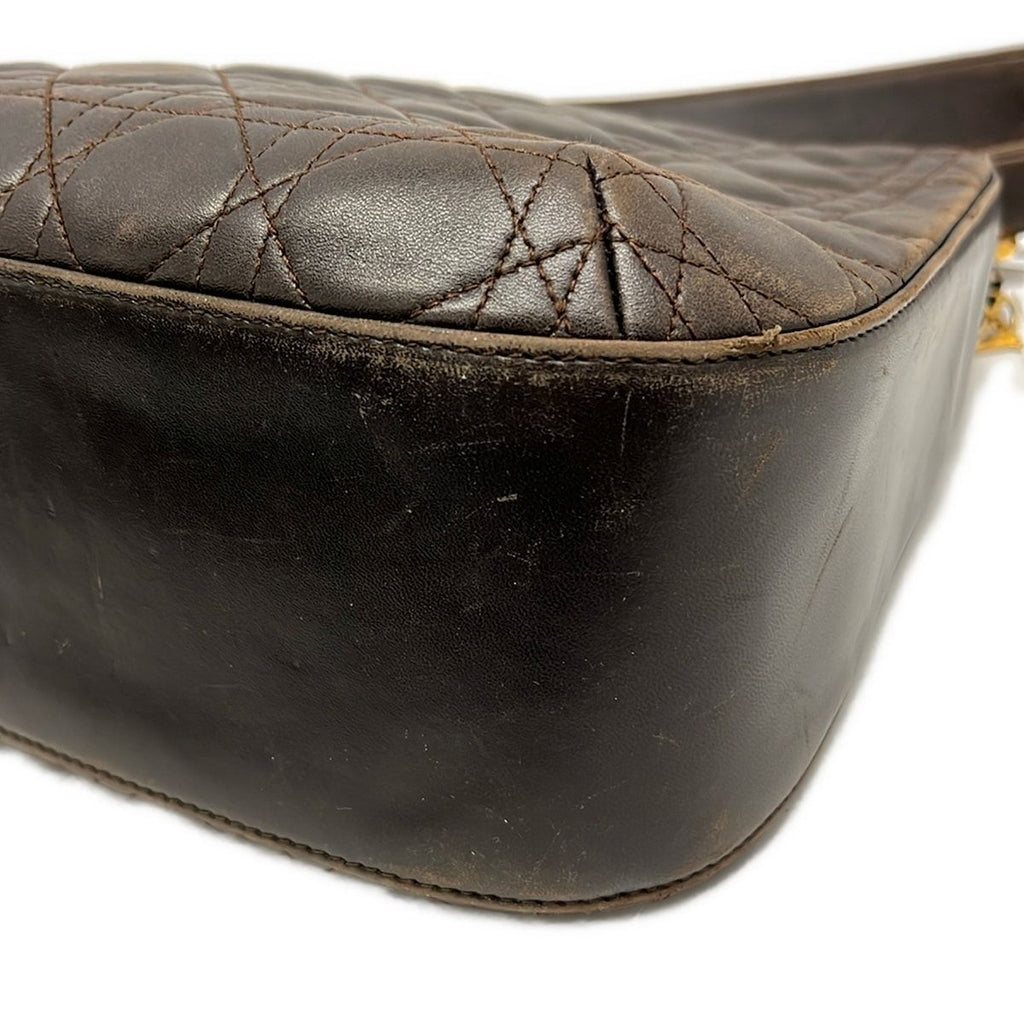 Dior Shoulder Bag Cannage Stitch Dark Brown Leather — view 6