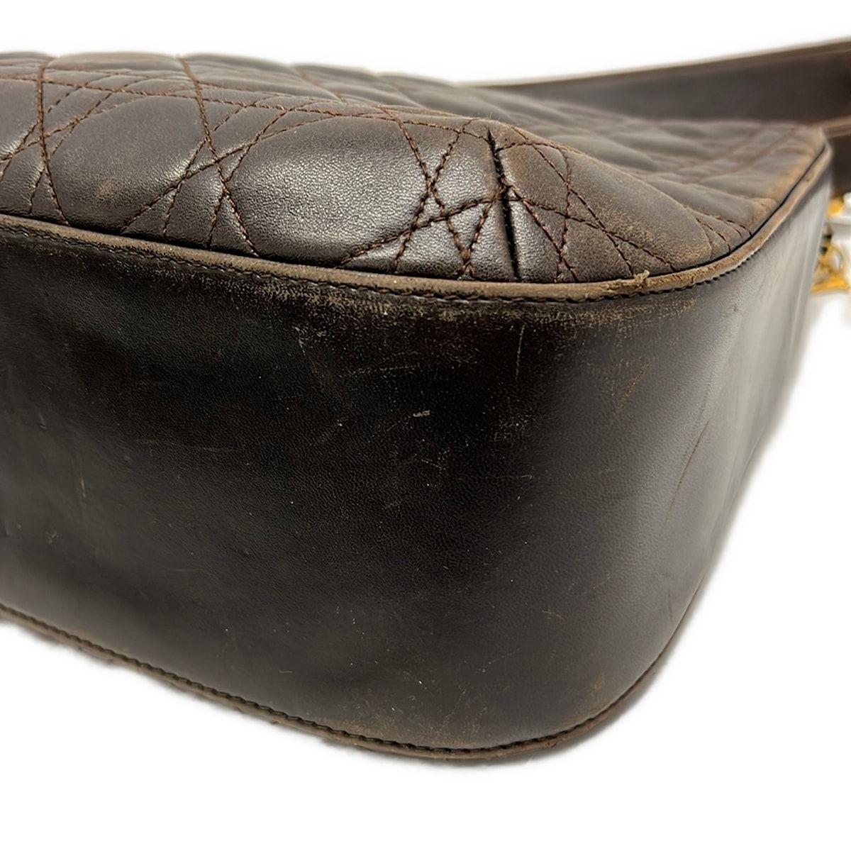 Dior Shoulder Bag Cannage Stitch Dark Brown Leather — view 6