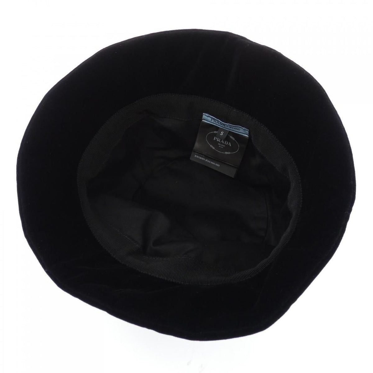 Prada Triangle Logo Velvet Bucket Hat — view 5