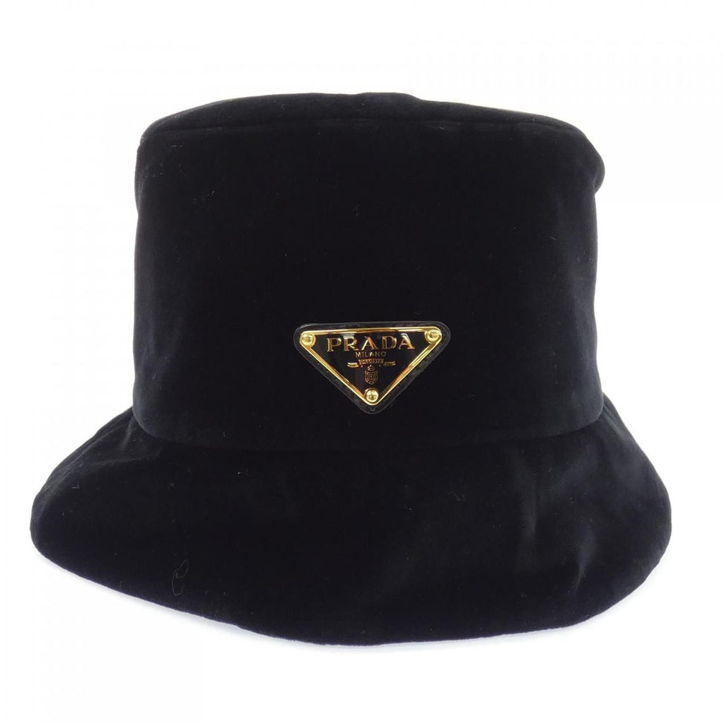 Prada Triangle Logo Velvet Bucket Hat — view 2