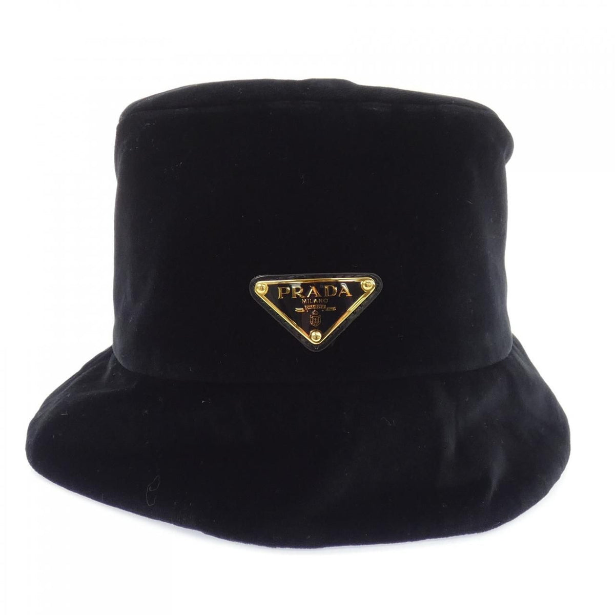 Prada Triangle Logo Velvet Bucket Hat — view 2