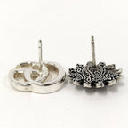 Gucci Double G Flower Stud Earrings Plated Silver — view 8