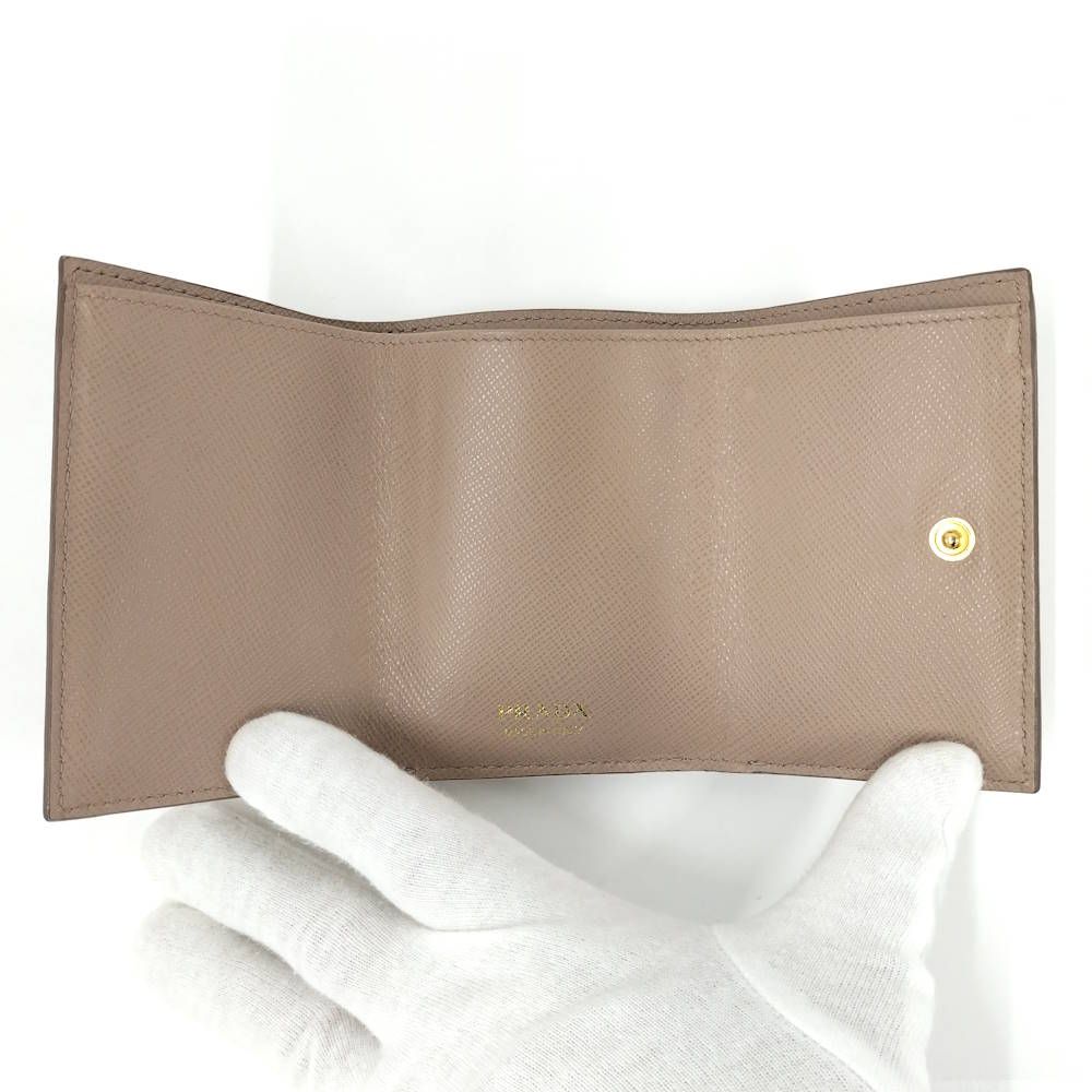 Prada Trifold Wallet Saffiano Pink Beige — view 2