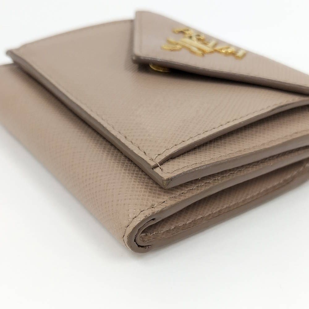 Prada Trifold Wallet Saffiano Pink Beige — view 5