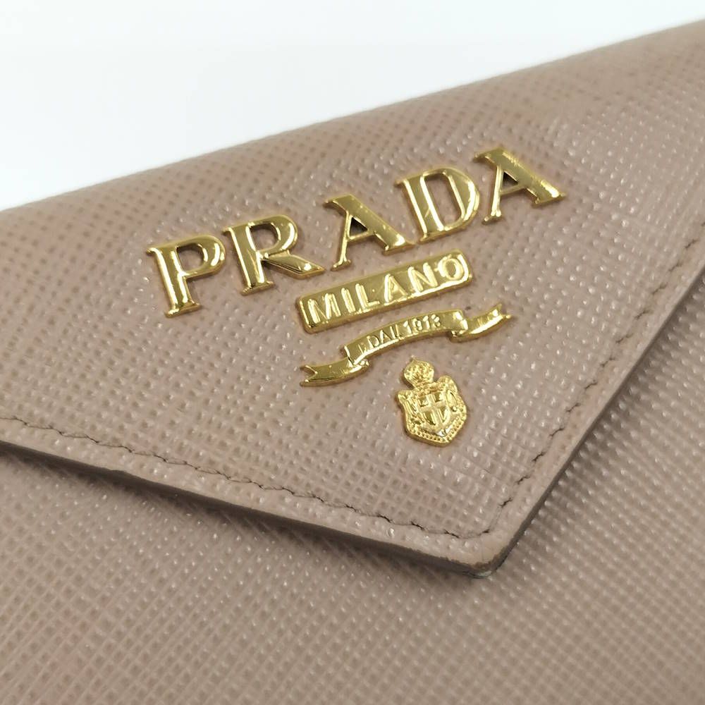 Prada Trifold Wallet Saffiano Pink Beige — view 8