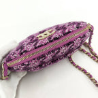Chanel Quilted Chain Shoulder Bag Tweed Purple — view 7