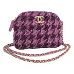 Chanel Quilted Chain Shoulder Bag Tweed Purple