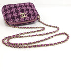 Chanel Quilted Chain Shoulder Bag Tweed Purple — view 4
