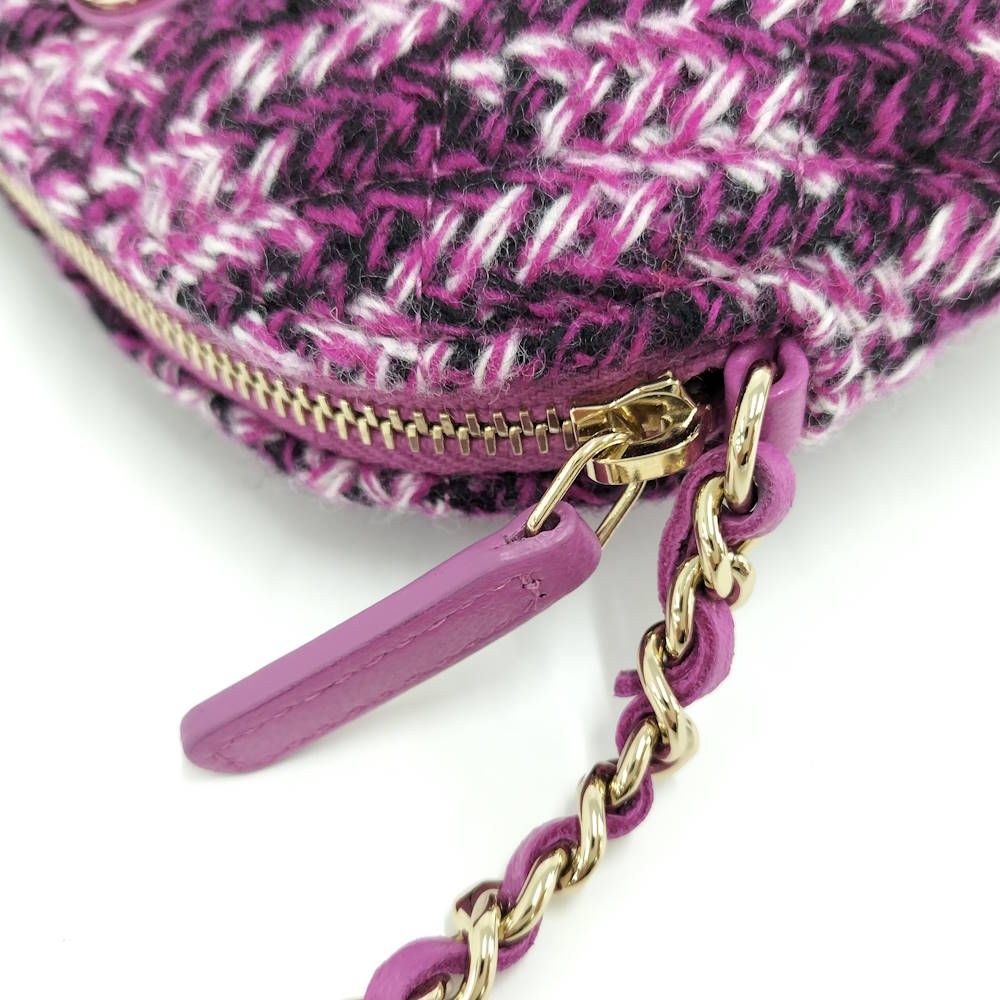 Chanel Quilted Chain Shoulder Bag Tweed Purple — view 6