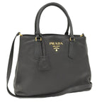 Prada 2-Way Shoulder Bag Leather Black
