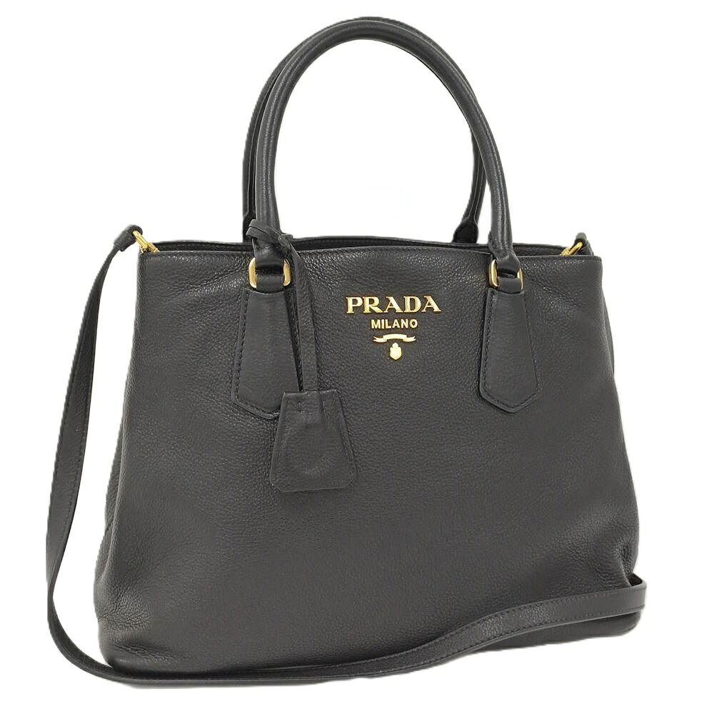 Prada 2-Way Shoulder Bag Leather Black