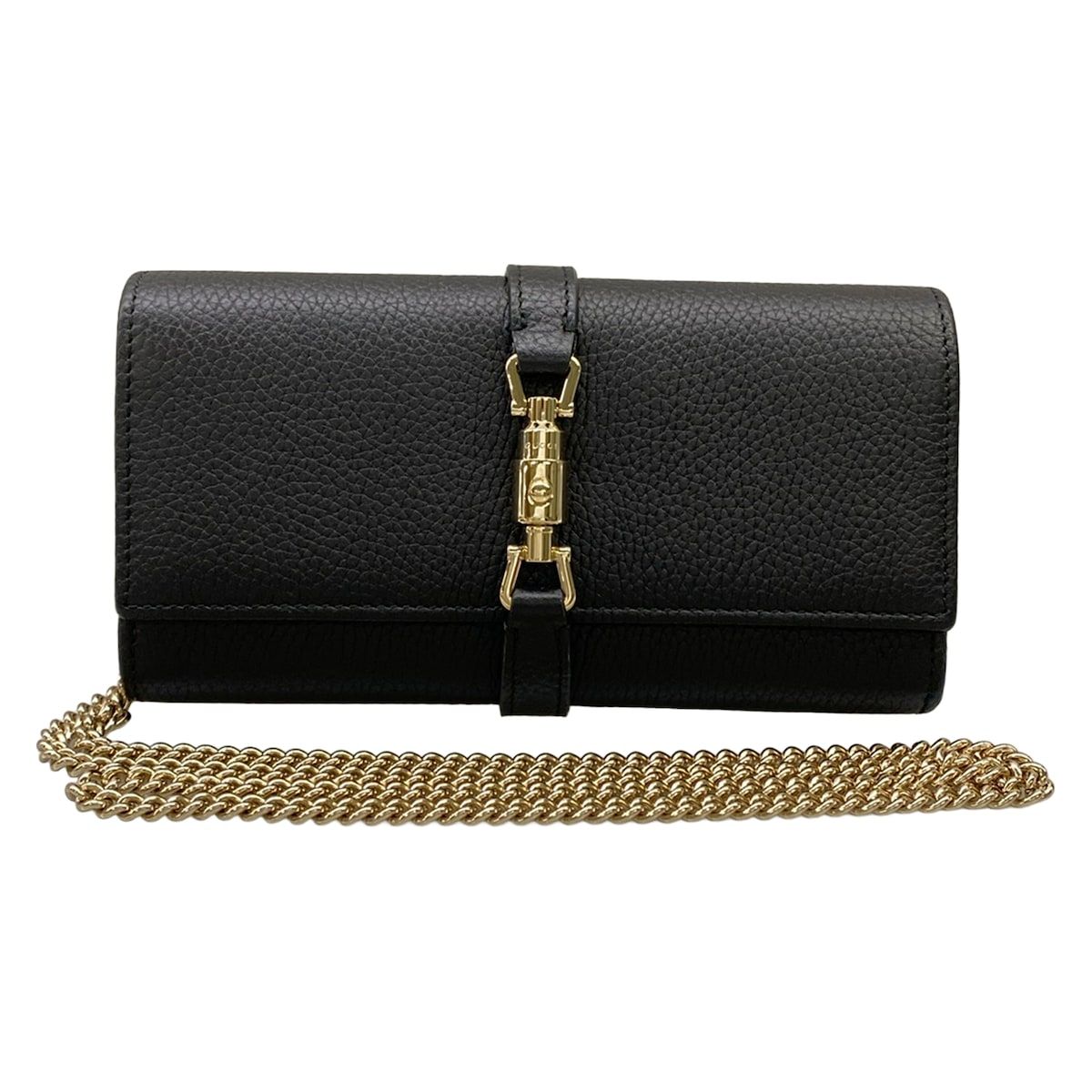 Gucci Wallet Jackie 1961 Black Chain Leather Shoulder Bag