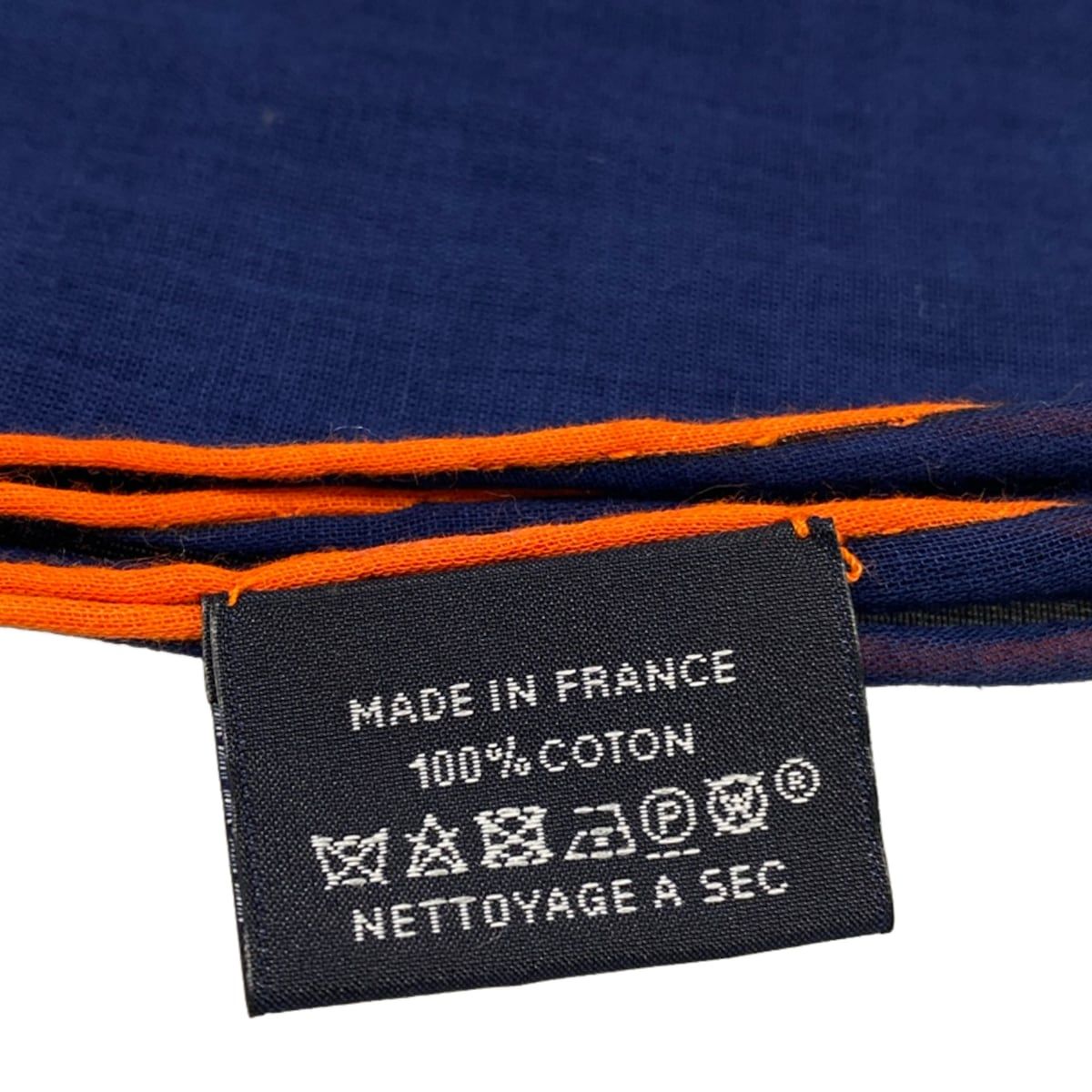 Hermes Shawl Navy Chaine D'ancre Cotton Scarf — view 3