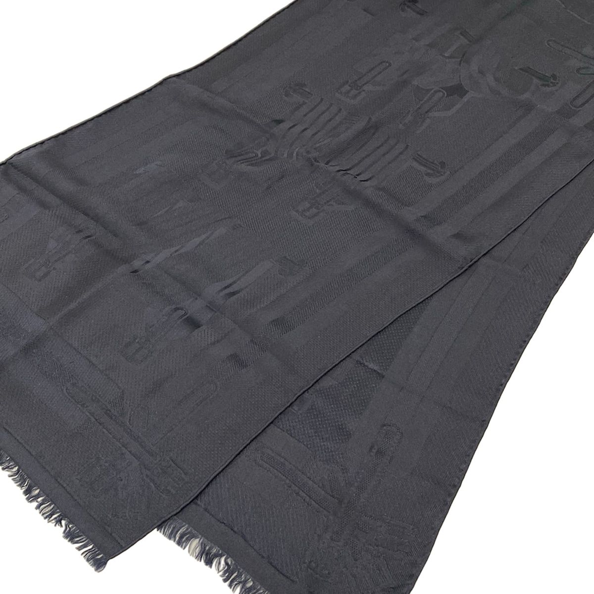 Hermes Shawl Coaching Ankle Marine Silk Scarf — view 4