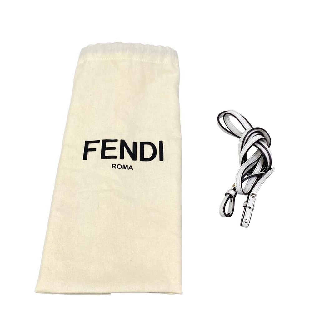 Fendi Handbag Mini Mon Tresor Zucca Pattern White Gold Silver Studs Leather — view 8