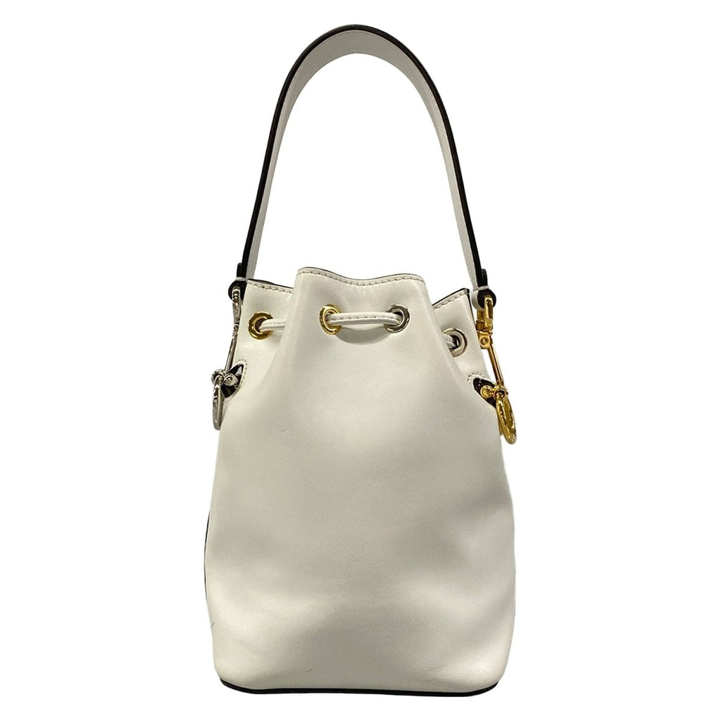 Fendi Handbag Mini Mon Tresor Zucca Pattern White Gold Silver Studs Leather — view 3